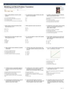 Modeling and Word-Problem Translation standard preview