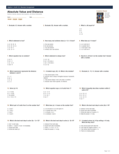 Absolute Value and Distance standard preview