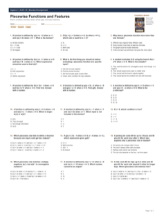 Piecewise Functions and Features standard preview