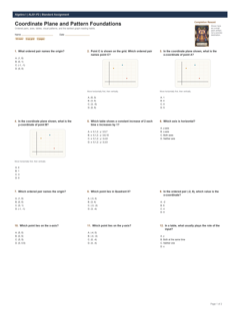 Coordinate Plane and Pattern Foundations standard preview