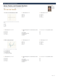 Zeros, Factors, and Complex Numbers extended preview