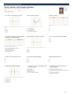 Zeros, Factors, and Complex Numbers standard preview
