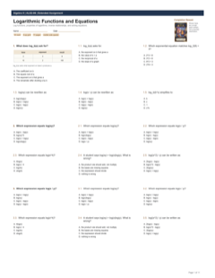 Logarithmic Functions and Equations extended preview