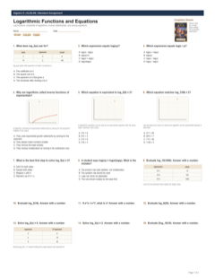 Logarithmic Functions and Equations standard preview