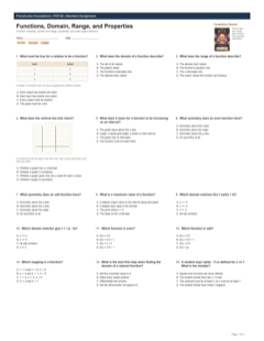Functions, Domain, Range, and Properties standard preview