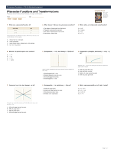 Piecewise Functions and Transformations standard preview