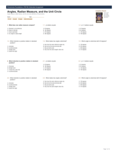 Angles, Radian Measure, and the Unit Circle extended preview