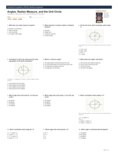 Angles, Radian Measure, and the Unit Circle standard preview