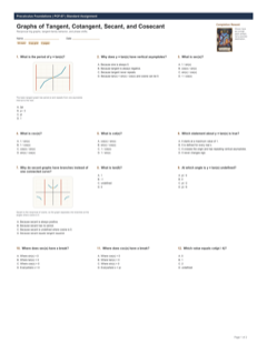 Graphs of Tangent, Cotangent, Secant, and Cosecant standard preview